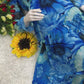 Blue Sunflower Floral Dress  by wearkurtis.